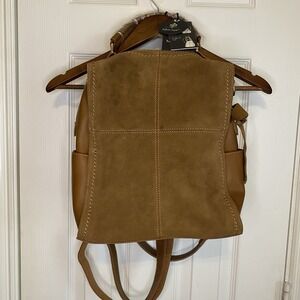 Moda Luxe Brette Backpack‎ Suede Leather Tan Crossbody NEW